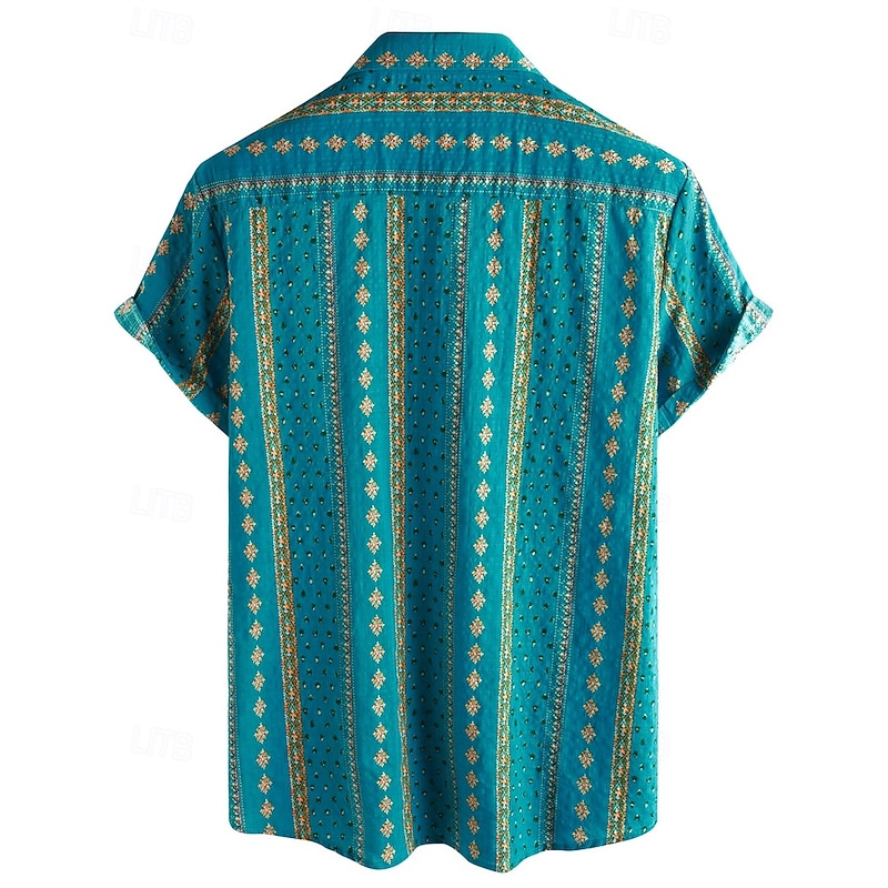 Retro Vintage Boho 1970s Shirt Hawaiian Shirts Hippie Stripe Fancy Dress Men's Halloween Carnival Music Festival Beach Vacation Wear Retro Theme Party Adults' Shirt2