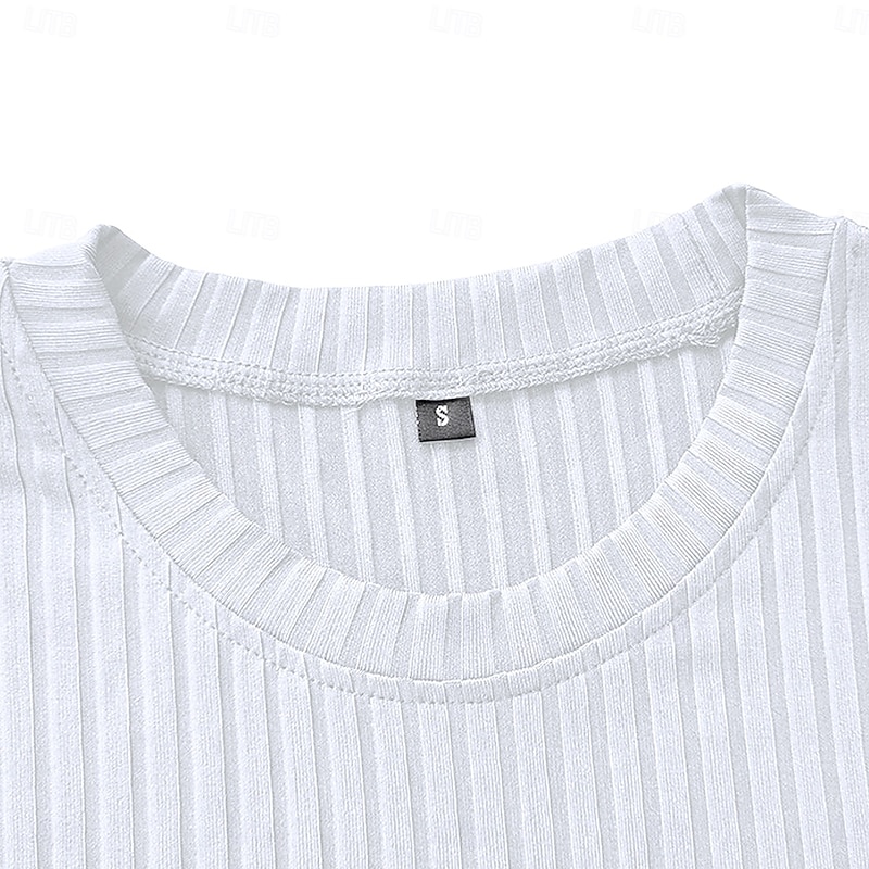 Men's T Shirt Muscle Shirt Ribbed Knit tee Tee Top Short Sleeves Crew Neck Summer All Seasons Plain Pit Strip Fashion Designer Basic Plain Vacation Street Casual White Black Gray Top Tee for Men3