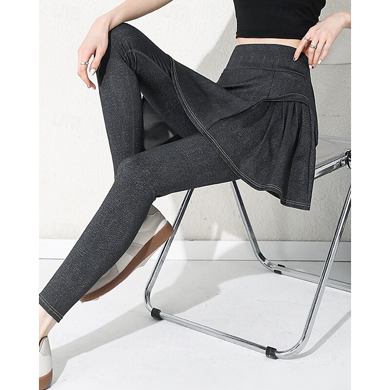 Women's Solid Colored Tennis Skirt with Leggings Side Pockets Quick Dry Tennis Golf Pickleball Bottoms Black Dark Blue Light Blue Spandex Tennis Clothing3