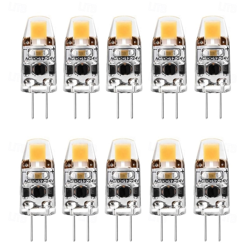 G4 LED Light Bulbs AC/DC12V-24V 2W Dimmable G4 Bi-pin T3 JC Base Bulb Equivalent to 20W G4 Halogen Bulb White Warm White for crystal chandelier 10pcs