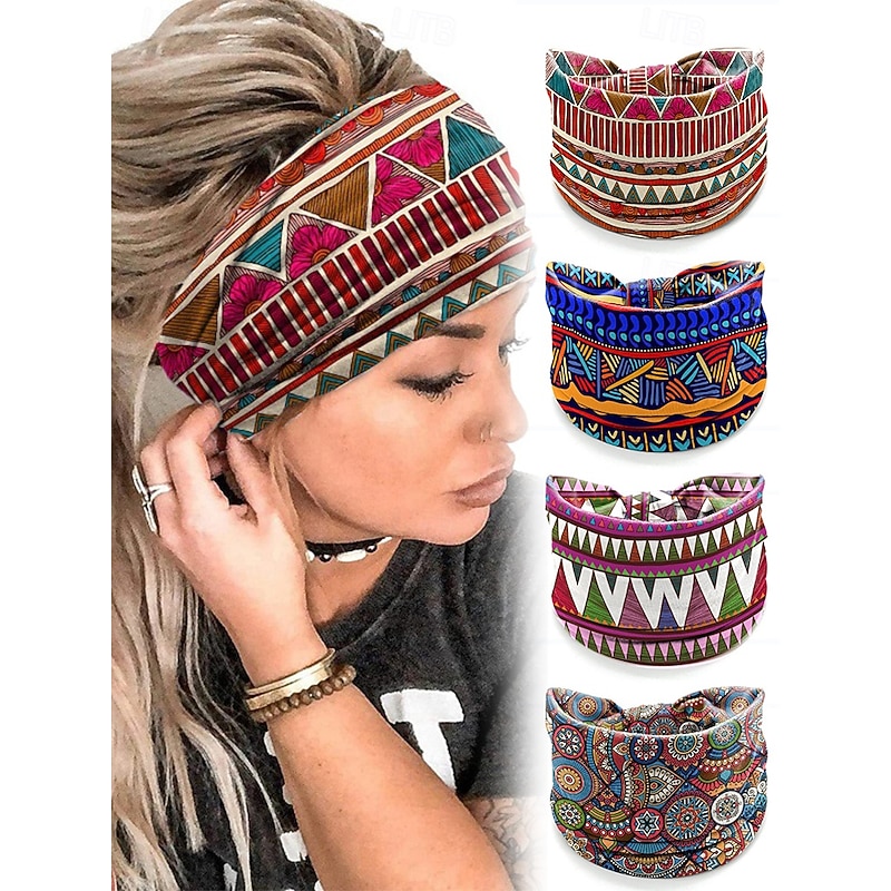 Women's Colorful Boho Twist Headbands – Soft Stretchy Wide Hair Bands for Yoga, Festivals and Casual Wear