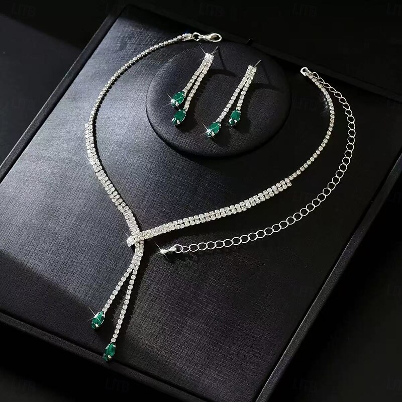 Bridal Jewelry Sets 1 set Zircon Rhinestone Earrings Necklace Women's Elegant Stylish Sweet Jewelry Set For Wedding Party Special Occasion3
