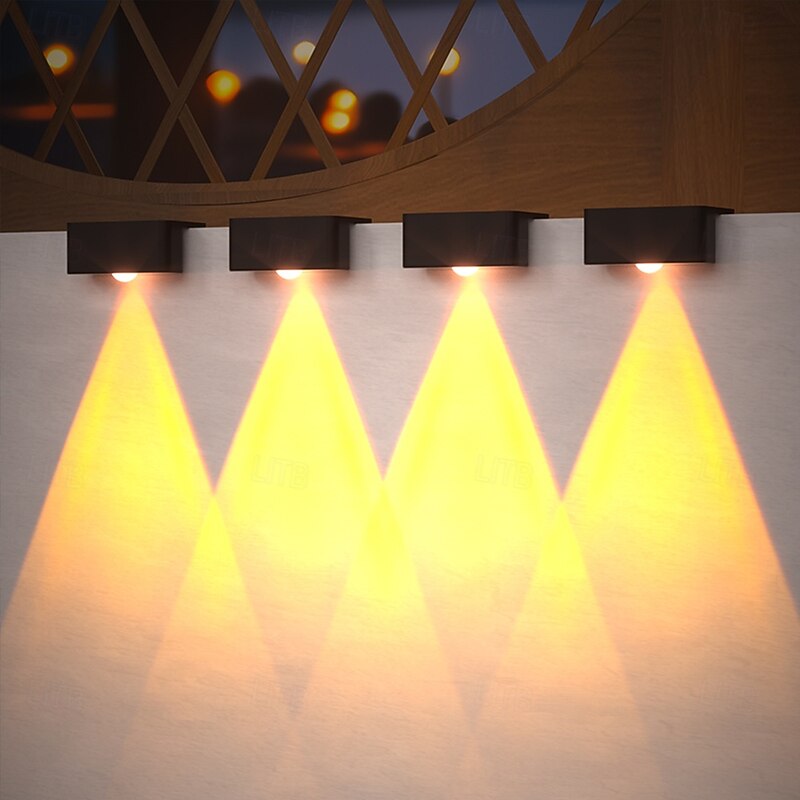 4/8 Pcs LED Solar Wall Lights Outdoor IP65 Waterproof Wall Lamp for House Yard Stair Fence Pool Garden Decor Lighting3