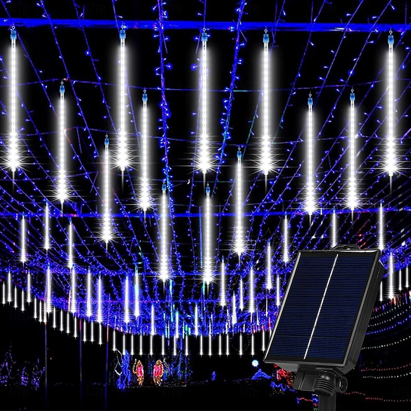 0.3m Remote Controls Falling Rain Lights 240 LEDs EL 5mm 1 13Keys Remote Controller 1 set Christmas Lights Warm White Cold White RGB Meteor Shower Lights Solar Outdoor Holiday Solar Powered2