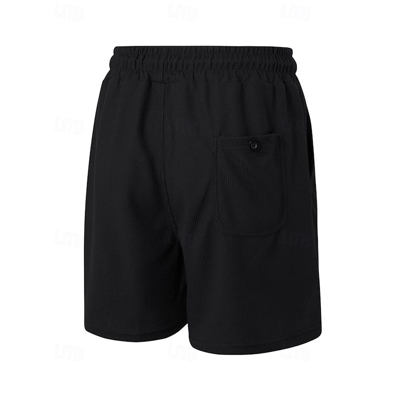 Men's Shorts Summer Shorts Casual Shorts Pocket Drawstring Elastic Waist Plain Comfort Breathable Short Outdoor Vacation Sport Casual Black Navy Blue Micro-elastic4