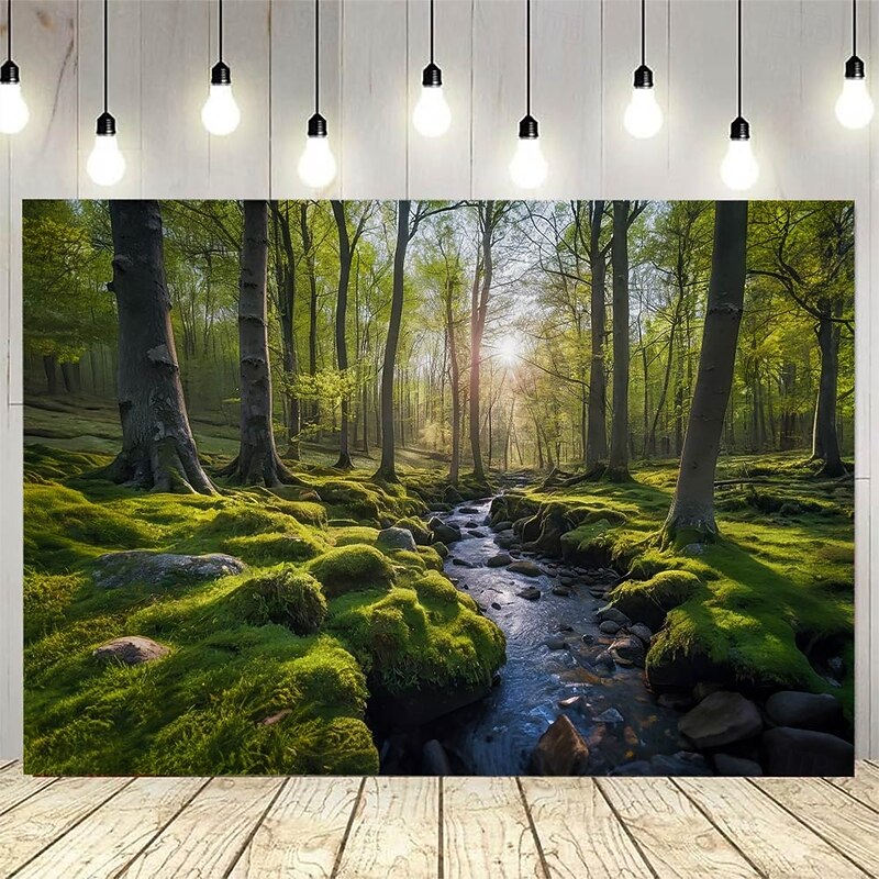 Natural Forest Scenery Hanging Tapestry Wall Art Large Tapestry Mural Decor Photograph Backdrop Blanket Curtain Home Bedroom Living Room Decoration