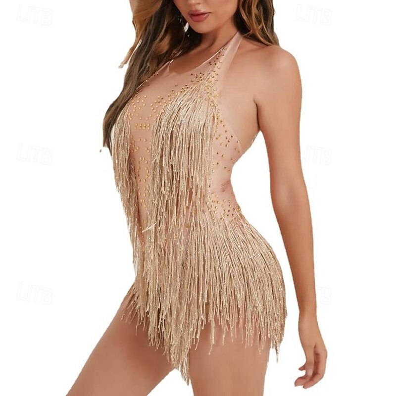 Drag Queen Halloween Bodysuit Bodycon Pride Glamorous Sexy Fringe Adults' Women's Unisex Halloween Carnival Performance Clubwear Pride Parade Easy Halloween Costumes Dress Up