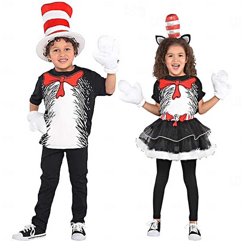 The Cat in the Hat Cosplay Cosplay Costume Outfits Cosplay Movie Cosplay for Boys Girls' Kid's Carnival Masquerade