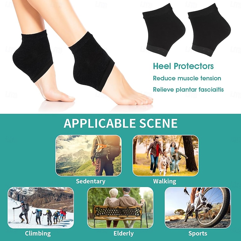 3 Pairs Moisturizing Heel Socks Ventilate Gel Heel Open Toe Socks Soft Silicone Socks for Dry Hard Cracked Skin Breathable Reusable SPA Foot Protector Day Night Care Skin Black4
