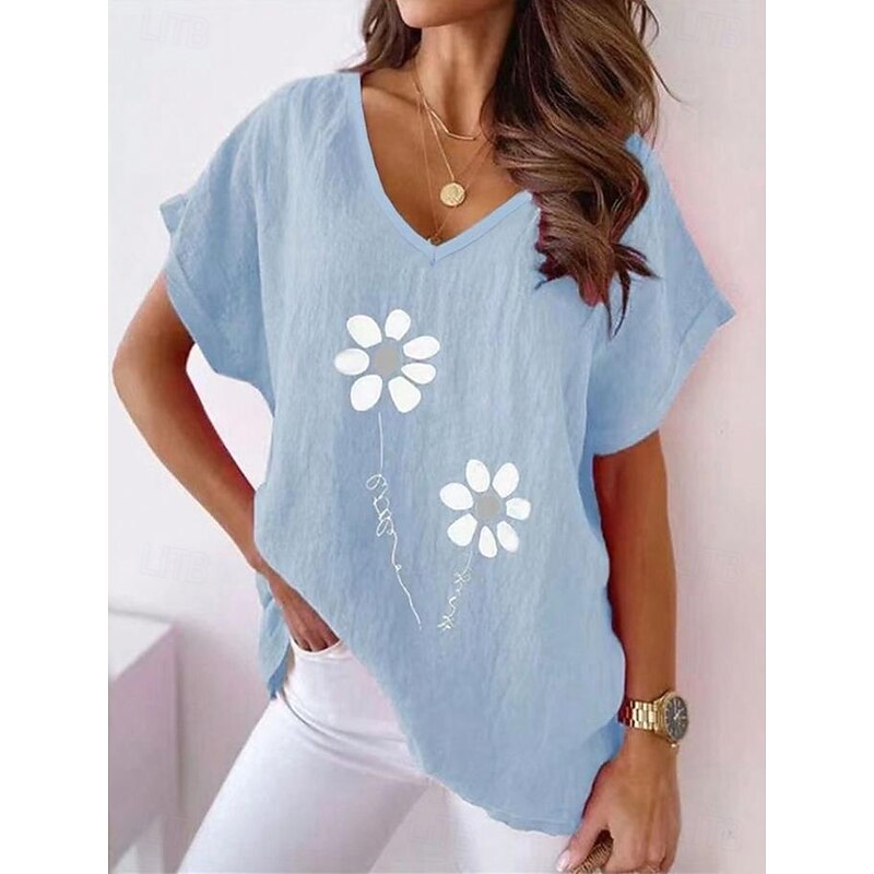 Women's Shirt Floral Graphic Plants Vintage Stylish Classic Short Sleeve Crew Neck Regular Tops Daily Beach Wear Vacation Wear Print Pink Blue Green Summer Spring2
