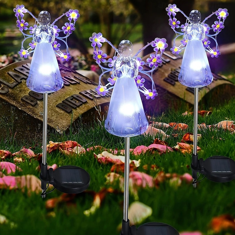 1/2 Pcs Solar Angel Lights Garden Pile Light LED Angel Solar Landscape Lawn Light for Cemetery Grave Memorial Gift Christmas Lawn Yard Walkway Landscape Decoration2