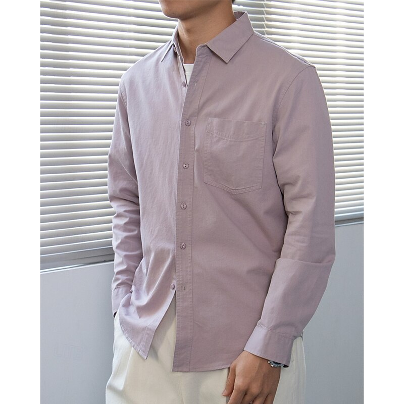 Men's Shirt Jacket Overshirts Transition Jacket Daily Wearproof Pocket Summer Spring Plain Classic Lapel Black White Red Royal Blue Light Purple Jacket3