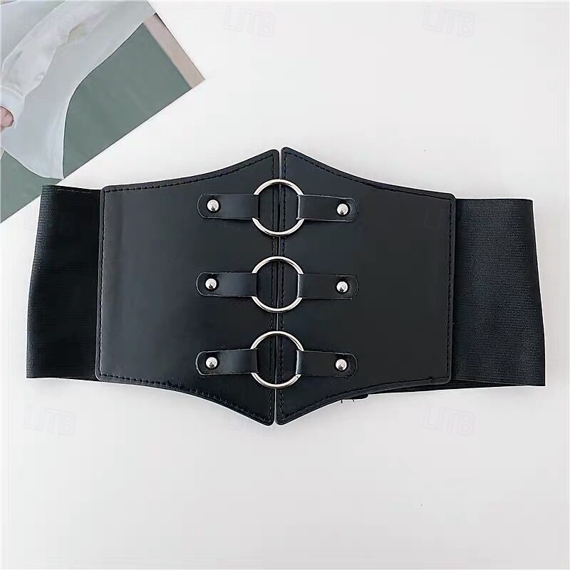 Women's Belt PU Silver Wide Belt Street Date Round Dots2