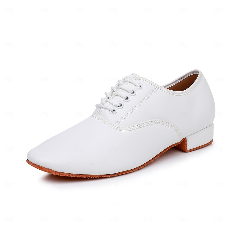 Men's White  Ballroom Dance Shoes with Classic Oxford Design Flexible Sole Smooth Finish for Adults Ideal for Latin Salsa Waltz Performance Stage Events3