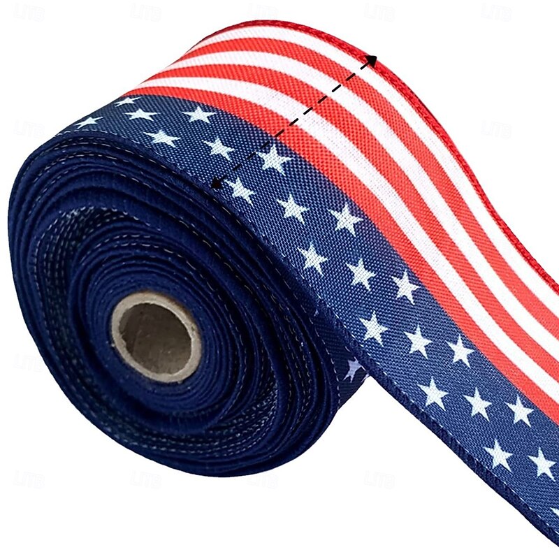 4th of July Independence Day Patriotic Decoration, American Flag Burlap Ribbon Bow with Stars, Rustic Natural Jute Gift Wrap Ribbon for Party, DIY Crafts, Wreaths, and Home Decor4