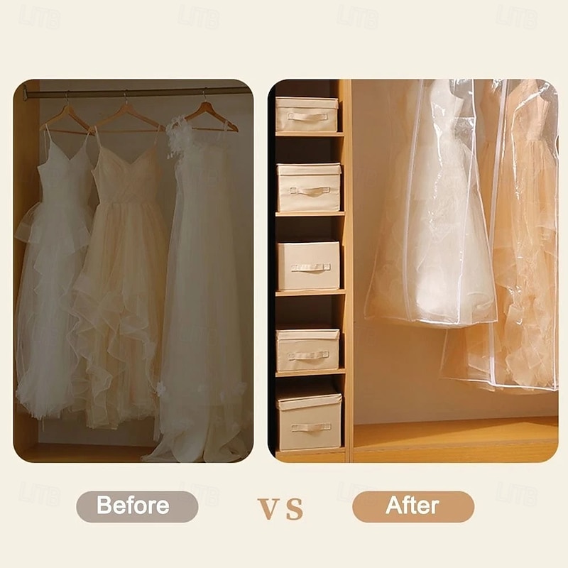 Wedding Dress Garment Bag, Foldable Hanging Dress Bags for Gowns and Coats, Thick Dustproof Suit Cover for Bridal Dress, Travel Storage Organizer with Handle2