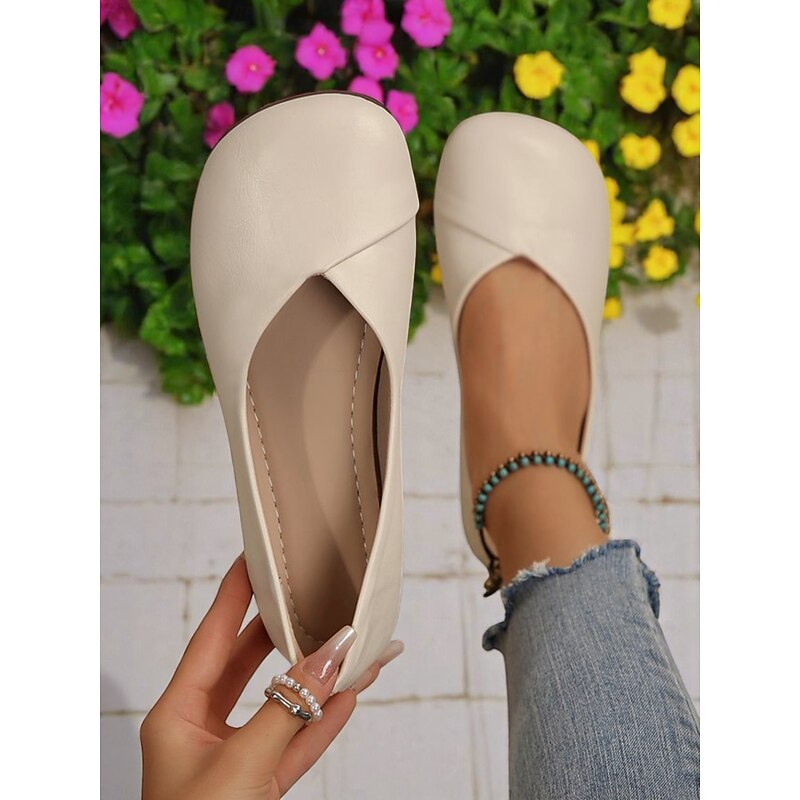 Women's Beige Wide Toe Soft Sole Flats – Barefoot Comfort Shoes for Everyday Walking2