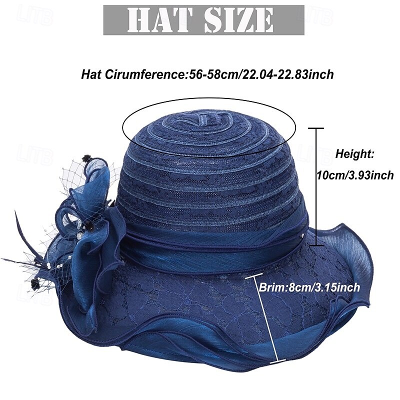 Wide Brim Lace Fascinator Kentucky Derby Hat for Womens Tea Party Fascinators Cap Church Wedding Cap with Flower4