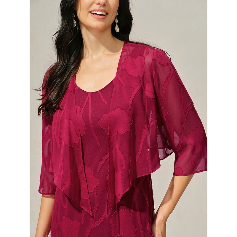 Women's Shrugs Solid Color Floral Graphic Elegant Stylish Basic 3/4 Length Sleeve Asymmetrical Crop Tops Wedding Guest Beach Wedding Sequins Patchwork Red Summer Spring Fall3