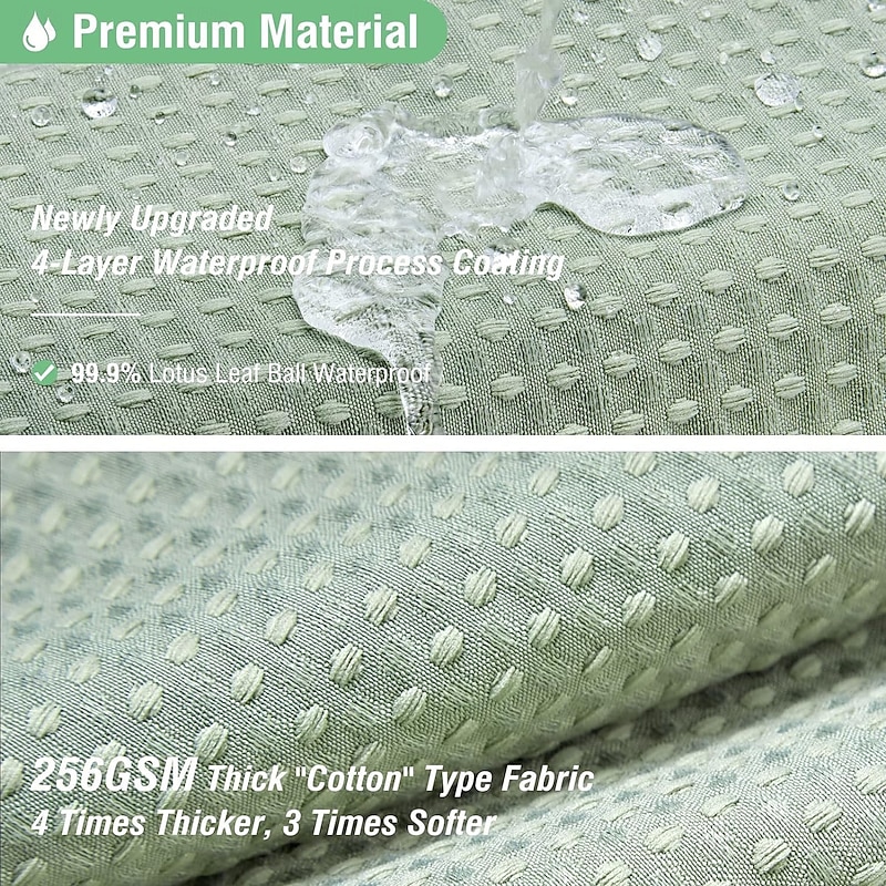 Shower Curtains Waffle Textured Heavy Duty Thick Fabric Water Repellent Liner with Stainless Steel Hooks Hotel Luxury Quality Sage Green 180cm*180cm(70"*70")3