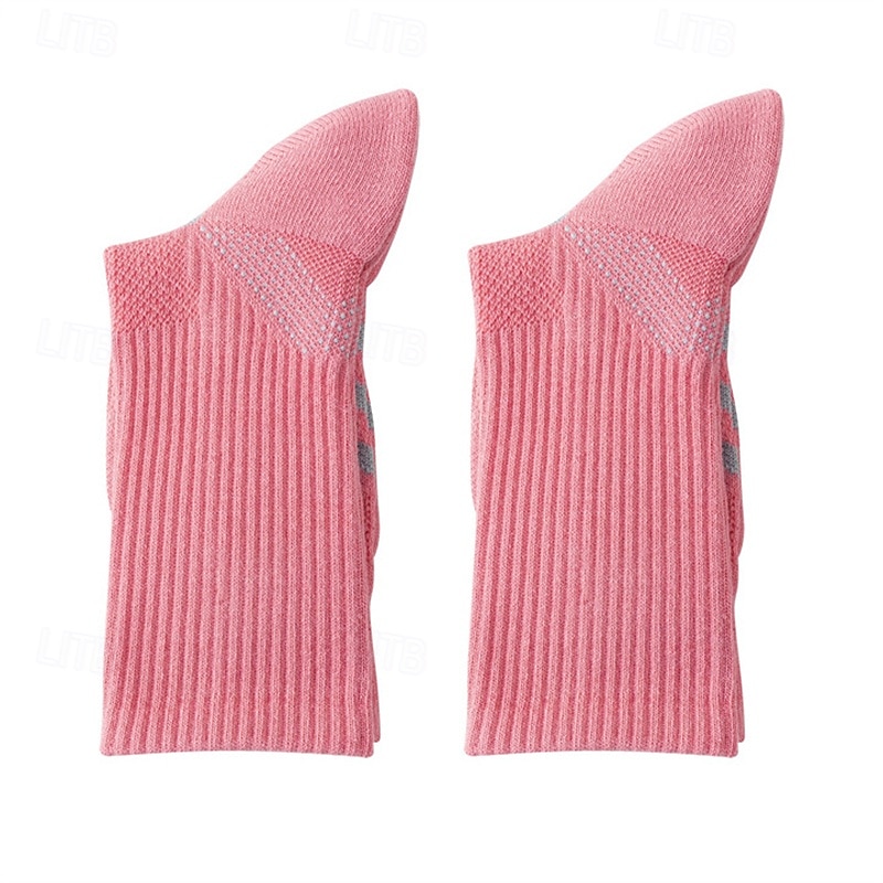 Sports Socks Tennis Socks 1 Pair Women's Socks Shock Absorption Breathable Basketball Running Jogging Pickleball Sports Color Block Cotton Black White Pink3