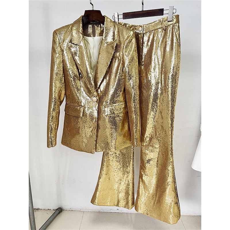 Women's 2 Pieces Suits Formal Wedding Guest Formal Evening Elegant Vintage Party Long Sleeve Floor Length Peak Lapel3