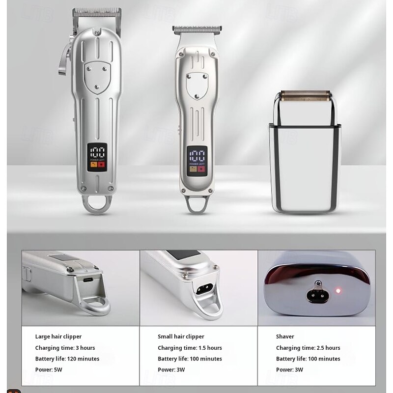 Hair Clippers Professional Cordless for Men, Electric Foil Shavers Razor & Beard Hair Trimmer Kit, Rechargeable Hair Cut Machines Fade Clippers Set, 3 in1 Beard Trimming Kit for Home, Barber3