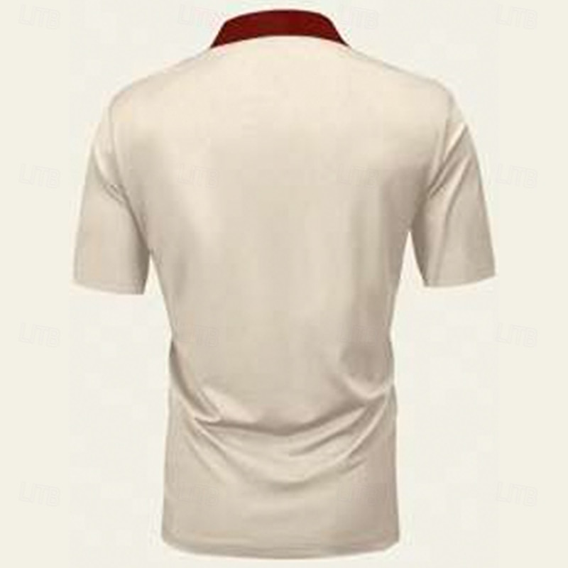 Men's Horizontal Stripes Polo Short Sleeve Polo Shirts Collared Shirts Casual School Outdoor Sports Daily Wear 3D Print Summer Brown2