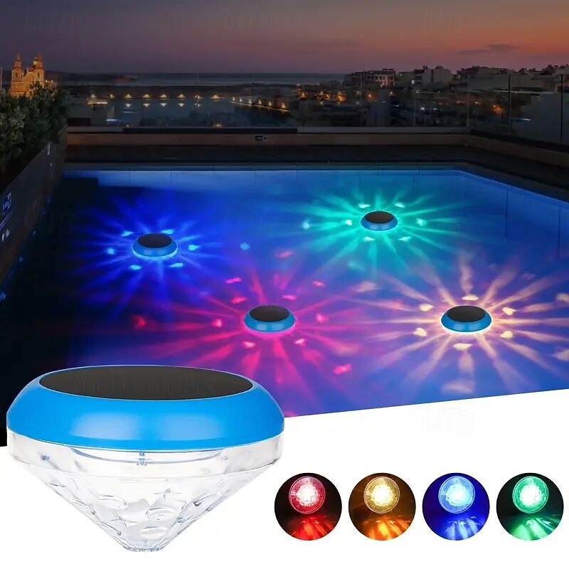 1/2 Pcs Underwater Lights Solar Swimming Pool Light LED Floating Light IP67 Waterproof for Reservoir Disco Pool Swimming Pool Spa Garden Decoration