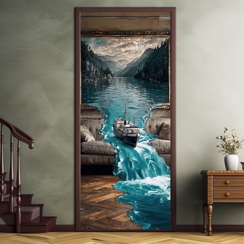 3D Door Decorations Door Covers Door Tapestry Door Curtain Decoration Backdrop Indoor/Outdoor Door Banner for Front Door Farmhouse4