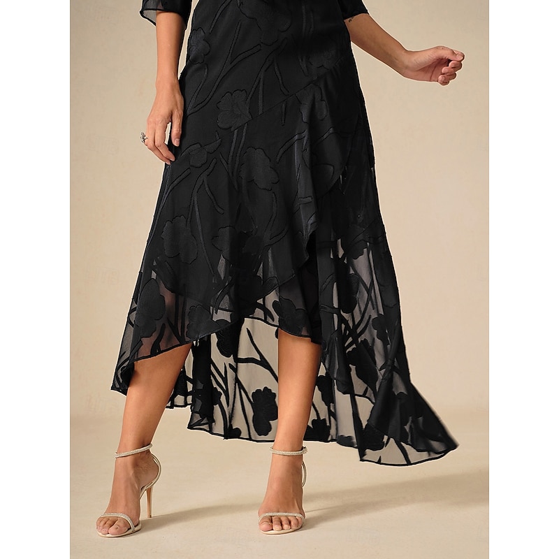 Women's Maxi Dress Ruffle Dress Elegant Wedding Wedding Guest Evening Party Floral Sleeveless U Neck Black Summer Spring3