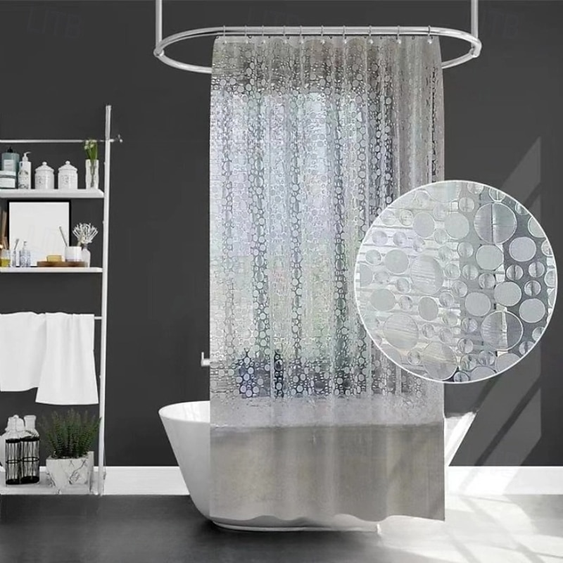 PEVA 8G Shower Curtain Liner, 72x72 Inch 3D Clear Blue Bubble Heavy Duty Waterproof Shower Curtain Liner Thick Plastic Shower Curtains Bathroom Shower Liner, 12 Hooks