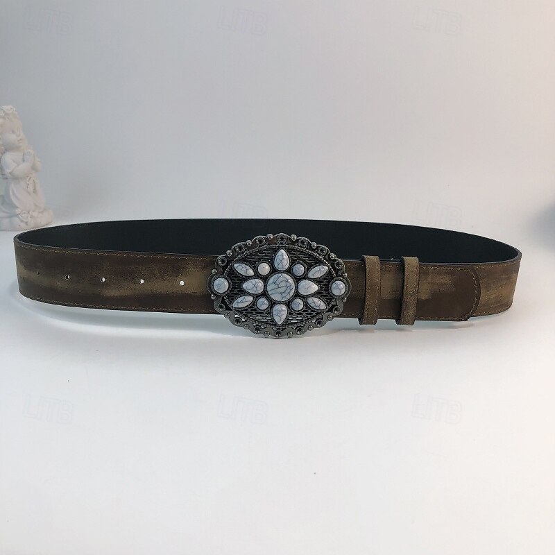 Women's Belt PU Brown Dark Gray Gray Waist Belt Outdoor Street Color Block3