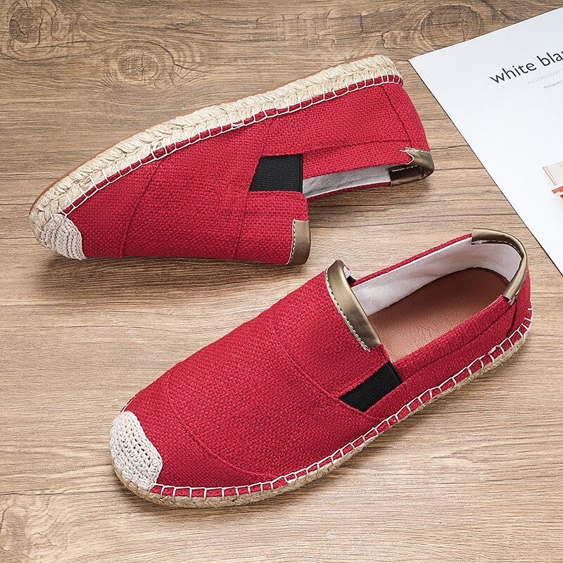 Men's Red Espadrille Slip-On Shoes with Jute Sole - Comfortable and Fashionable Summer Shoes for Everyday Use2