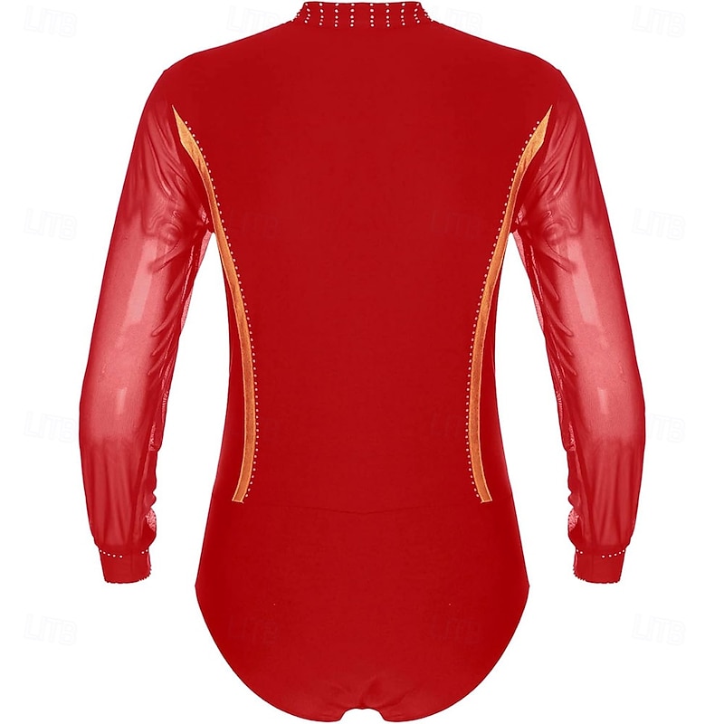 Men's Shiny Rhinestone Deep V Neck Latin Tango Dance Shirt Leotard Ballroom Dance Costume2