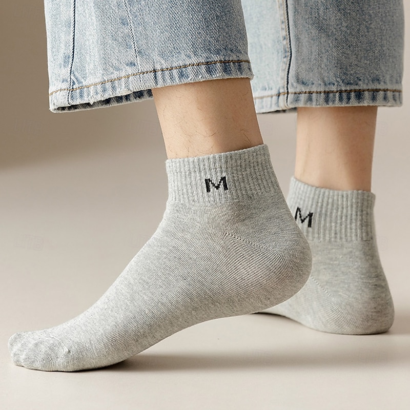 Men 1 Pair Socks No Show & Liner Socks Black White Color Plain School Formal Outdoor Medium Summer Spring Fall Winter Daily Casual3