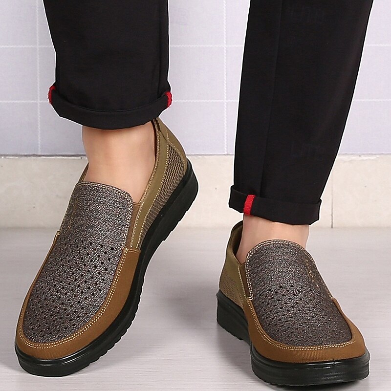 Men's Brown Slip-On Mesh Sneakers - Comfortable, Breathable Casual Shoes with Elastic Fit for Everyday Wear4
