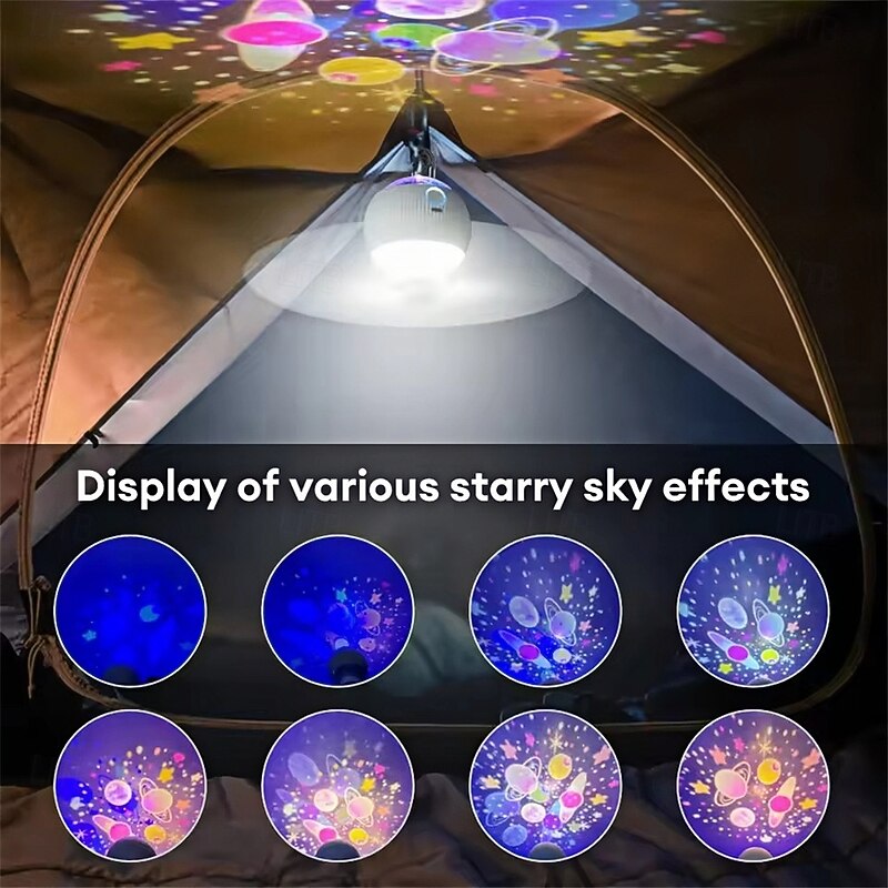 Starry Sky Projection Fan Light Multi Functional Creative Starry Sky Projection Light Room Lighting Living Room Atmosphere Light Outdoor Camping Fan Light Usb Charging  1PC4