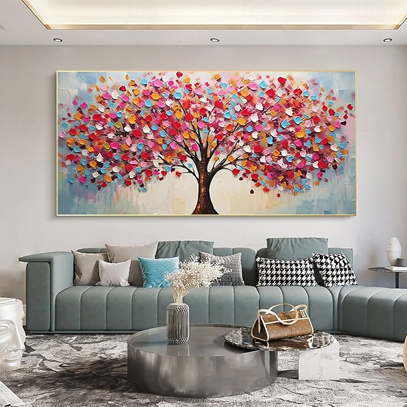 Mintura Handmade 3D Tree Flowers Landscape Oil Paintings On Canvas Wall Art Decoration Modern Abstract Picture For Home Decor Rolled Frameless Unstretched Painting3