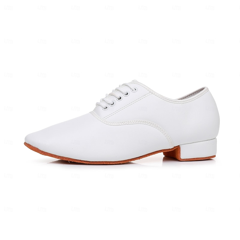 Men's White  Ballroom Dance Shoes with Classic Oxford Design Flexible Sole Smooth Finish for Adults Ideal for Latin Salsa Waltz Performance Stage Events4
