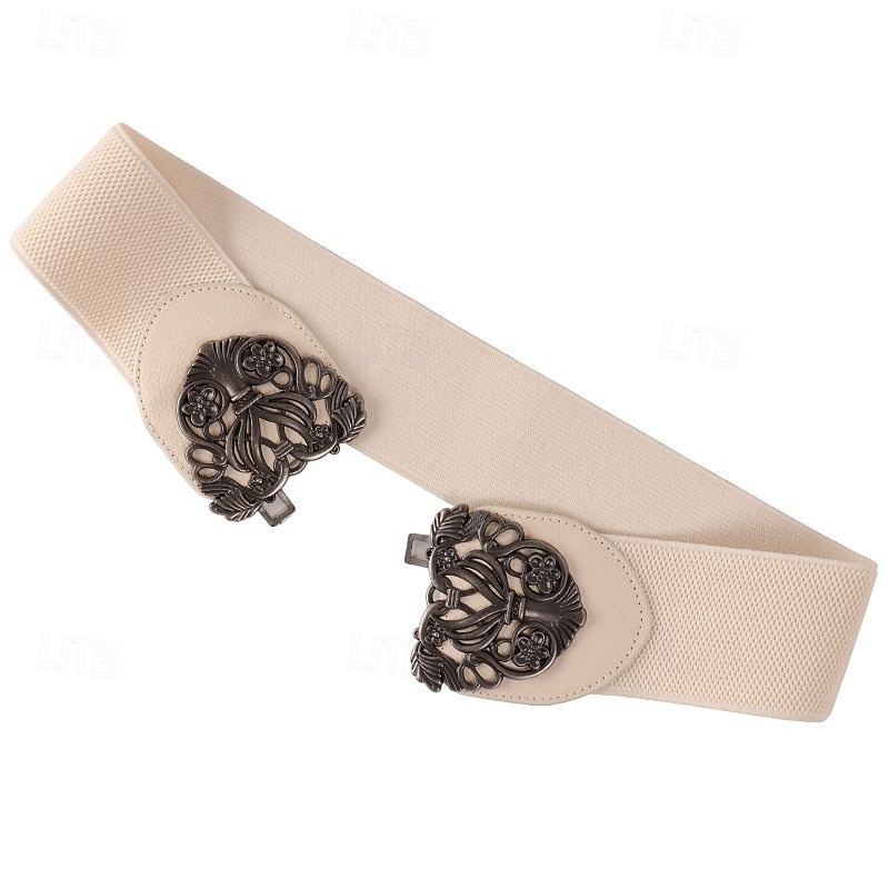 Women's Belt PU Black Red Camel Beige Waist Belt Daily Tea Party Floral2