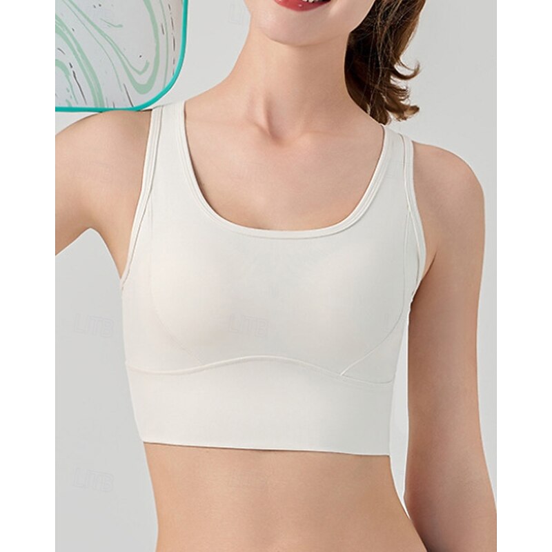 Women's Solid Colored Tennis Bra Sleeveless Mesh Shockproof Moisture Wicking Breathable Tennis Golf Jogging Round Black White Pink Tennis Clothing4