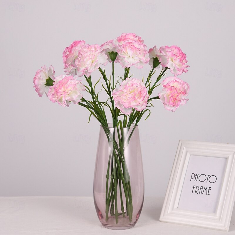Artificial Carnation Flowers Real Touch Faux Floral Decor, Mother's Day Home Decoration for Living Room, Wedding Bouquet or Table Centerpiece Arrangement2