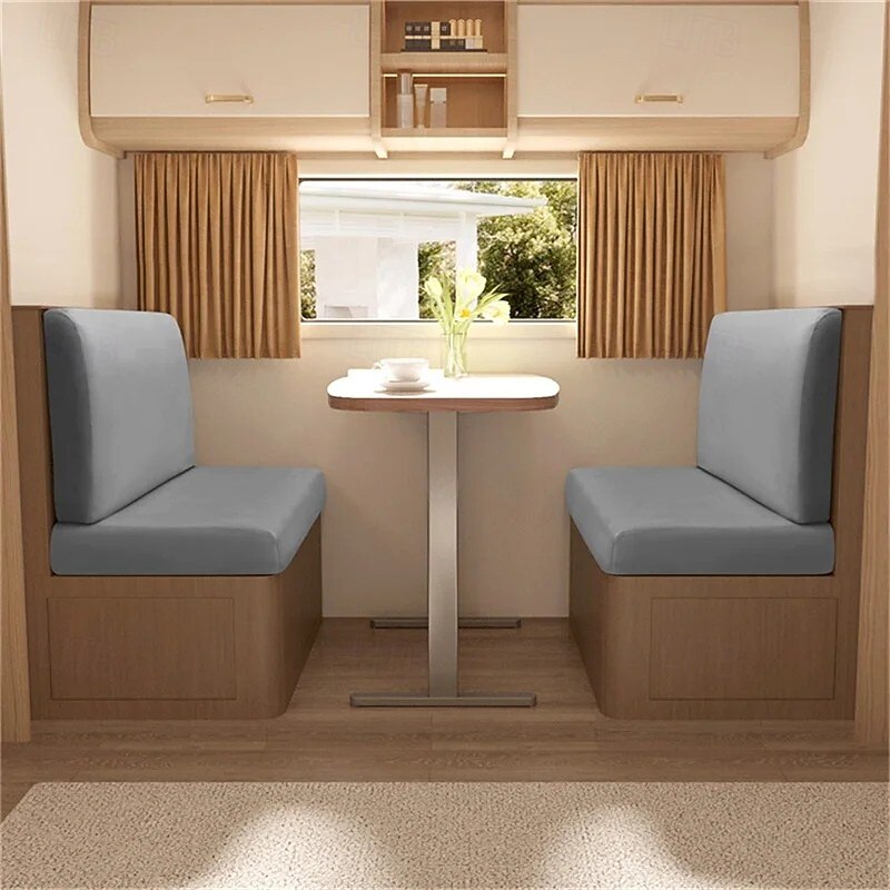 Velvet Rv Dinette Cushion Covers - 2-Piece Silver Fox Velvet Dustproof and Scratch-Resistant Design - Ideal for Restaurants, Cafes, and Motorhome Seat Protection