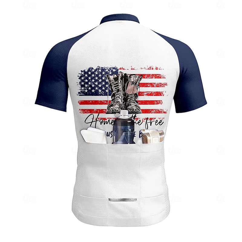 Men's Cycling Jersey with Shorts Short Sleeve Navy Blue Bike Sports Graphic Geometric Letter & Number Clothing Apparel2