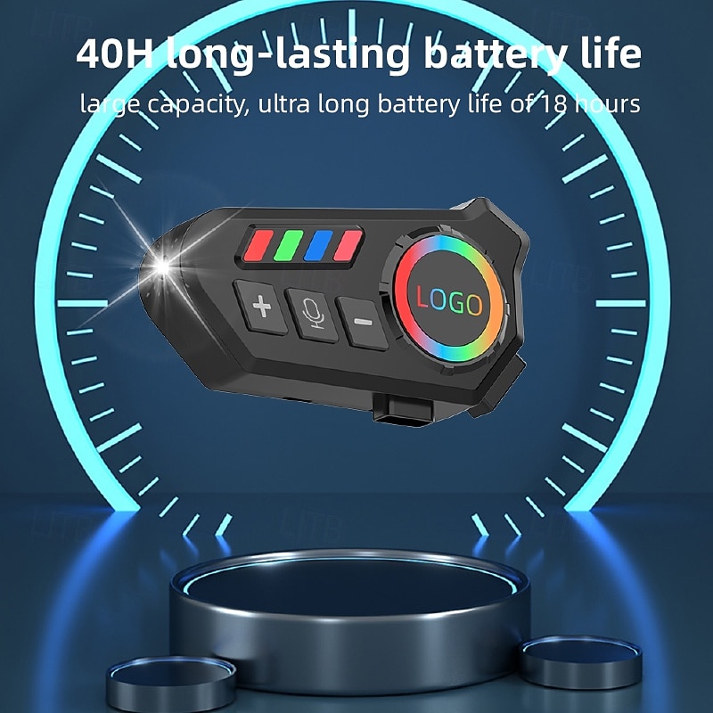 K06 Helmet Bluetooth Headset with Ambient Light – Motorcycle Waterproof Wireless Intercom with CVC Noise Reduction, 5.4 Chip, Long Battery, Voice Assistant for Full & Half Helmets4