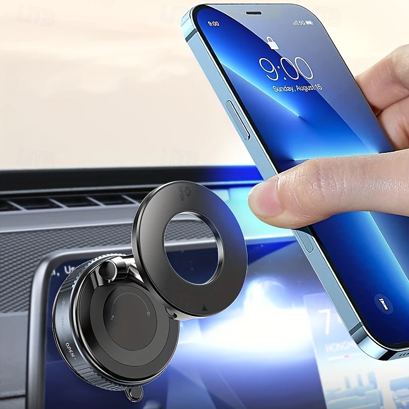 Universal Vacuum Magnetic Car Phone Holder – Strong Suction, Multi-Angle, No Damage, for iPhone Magesafe
