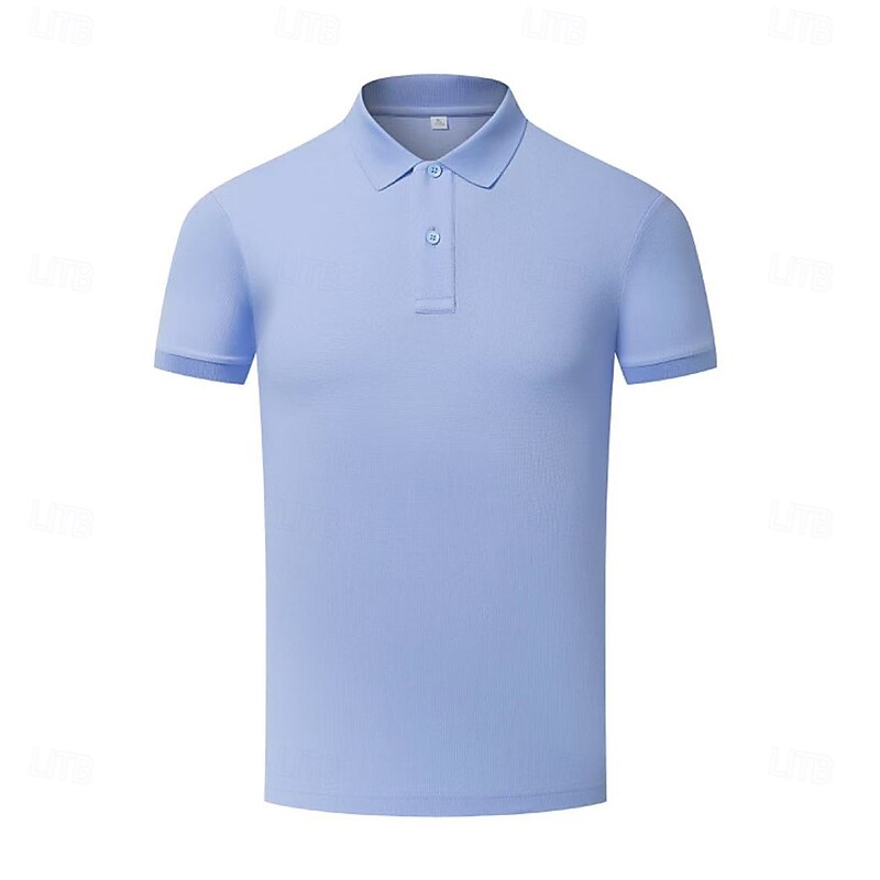 Men's Plain Short Sleeve Turndown Basic Sports & Outdoor Casual Athleisure All Seasons Light Blue Deep Green Magenta2