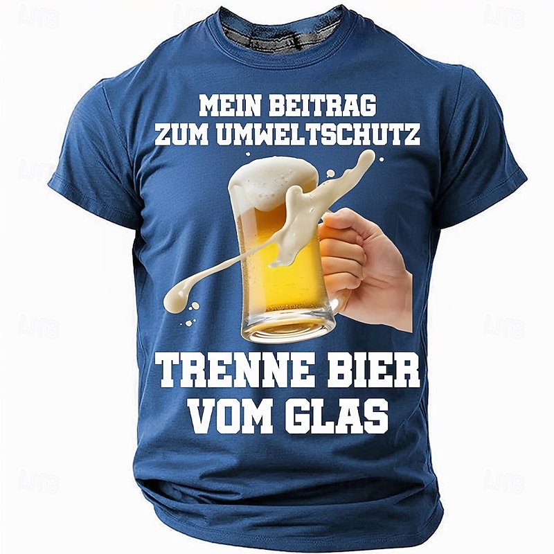 Men's Beer German T Shirt Short Sleeve T shirt 3D Print Crew Neck Shirt Fashion Daily Basic Street Casual Daily Black Red Blue Summer Spring All Seasons Clothing Apparel S M L XL XXL XXXL3