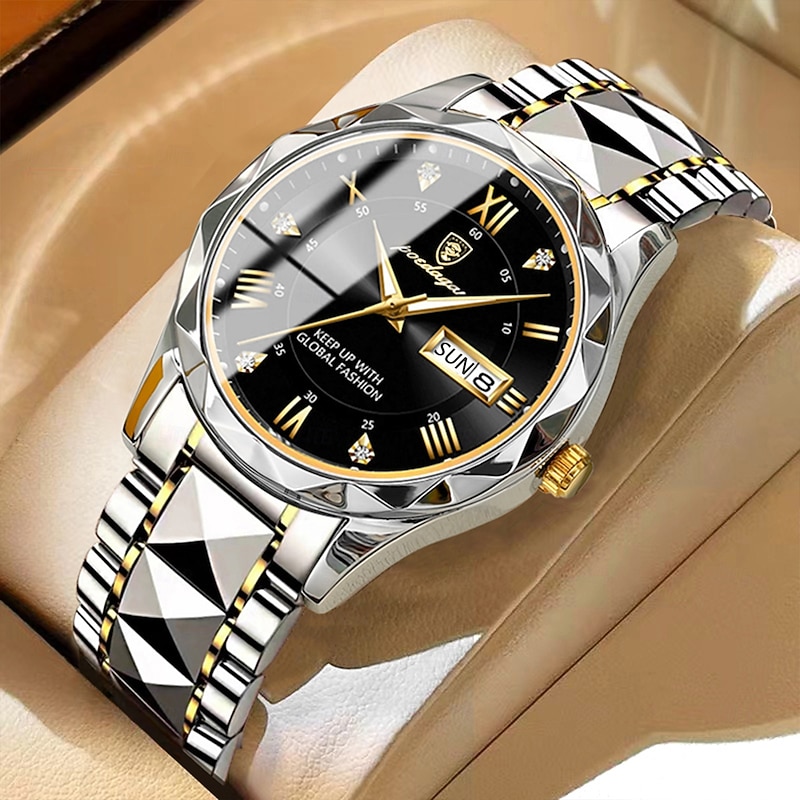 Luxury Men's Quartz Watch Waterproof Stainless Steel Luminous Dial Business Calendar Wristwatch3